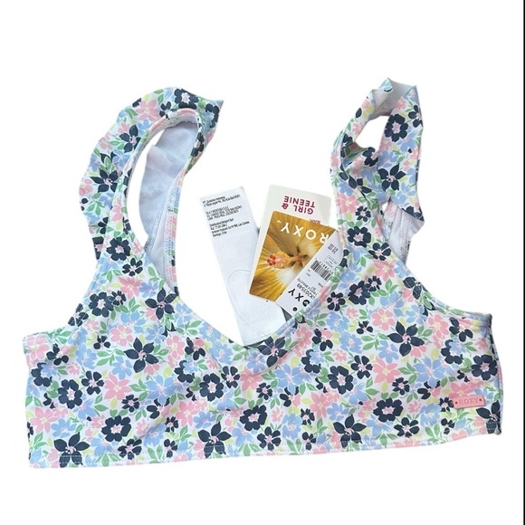 Roxy girls ditsy floral swim bikini‎ top only NWT size 14 - Picture 2 of 4